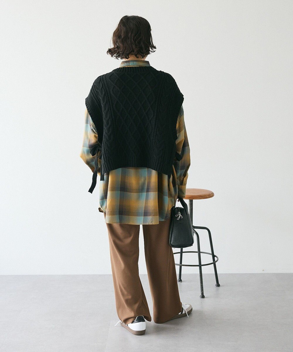 CRAFT STANDARD BOUTIQUE 洗える/2WAYケーブルニットリボンベスト 