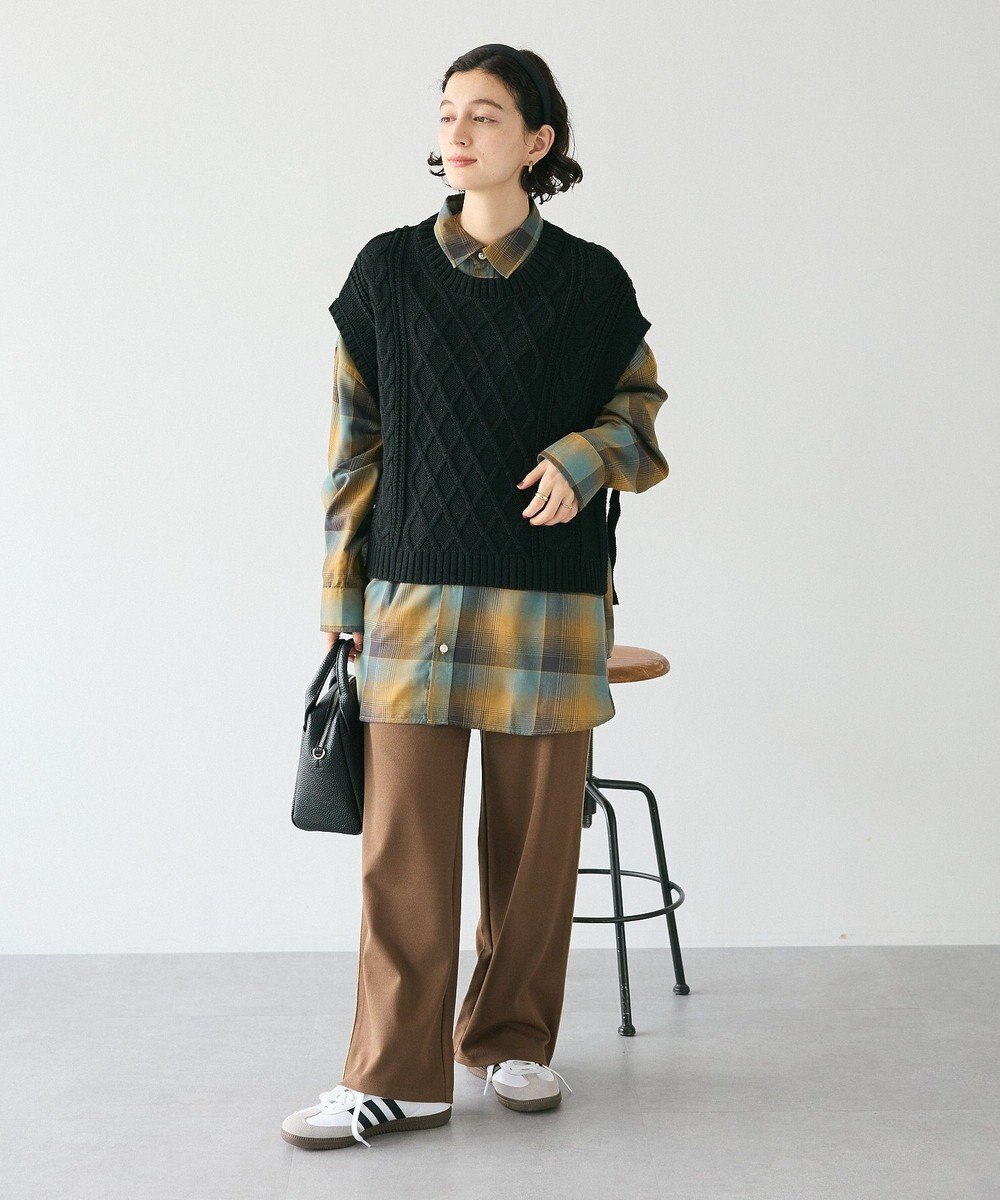 CRAFT STANDARD BOUTIQUE 洗える/2WAYケーブルニットリボンベスト 