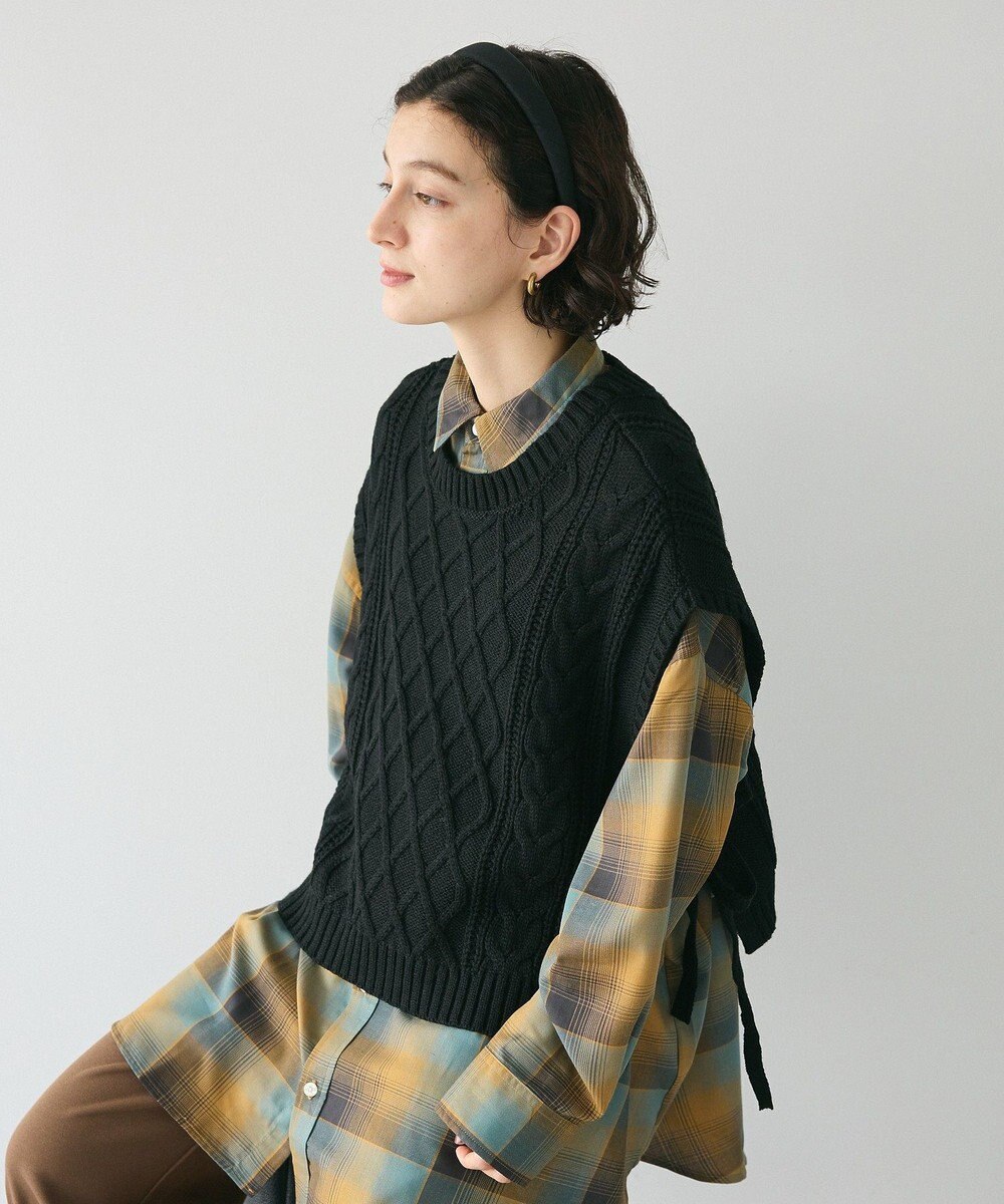 CRAFT STANDARD BOUTIQUE 洗える/2WAYケーブルニットリボンベスト 