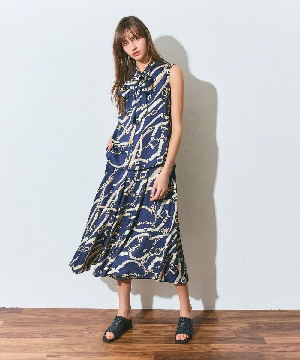 GRACE CONTINENTAL チェーンプリントボウタイブラウス 