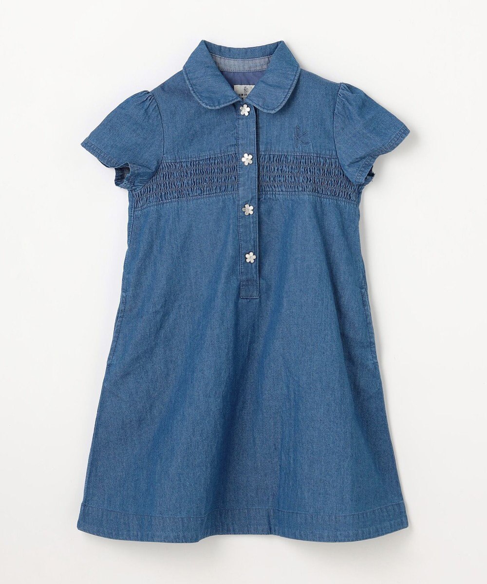 組曲 KIDS 【110-140㎝】 フラワーボタンデニムワンピース 