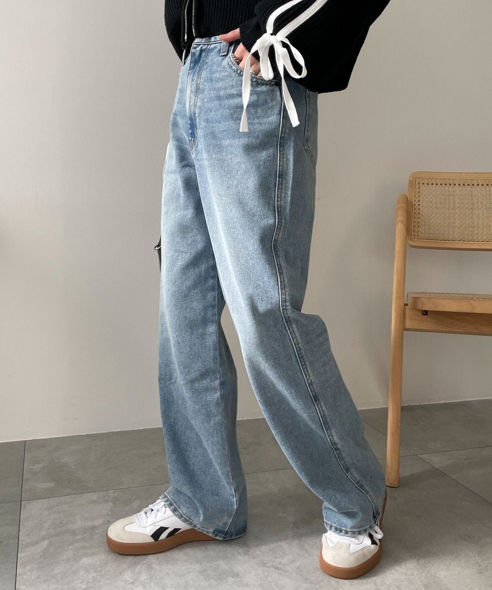 WEGO 【新色追加/美脚/XSSMLサイズ展開】ストレートデニムパンツ 