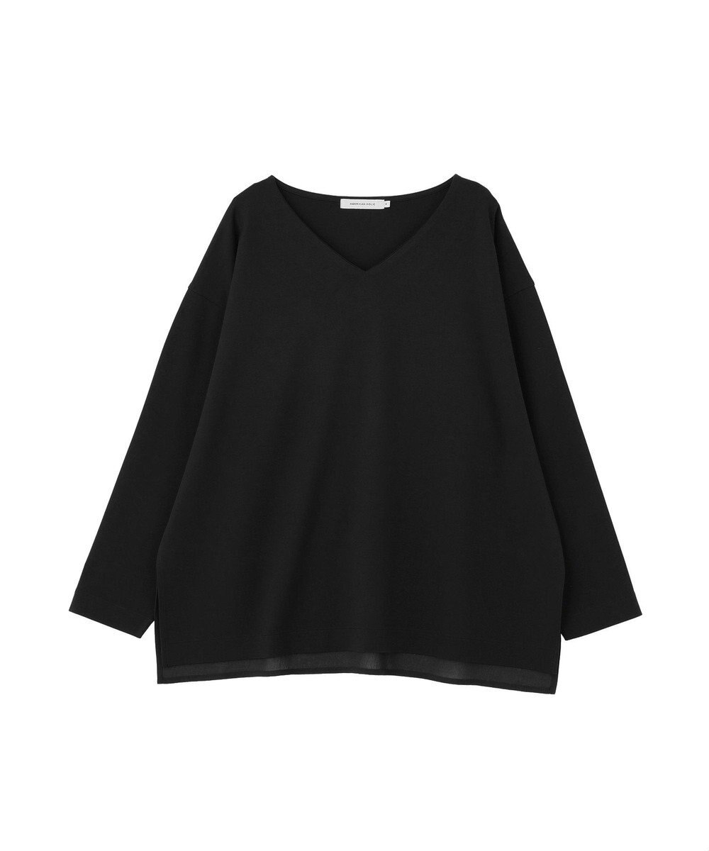 AMERICAN HOLIC Vネック裾異素材ポンチプルオーバー 