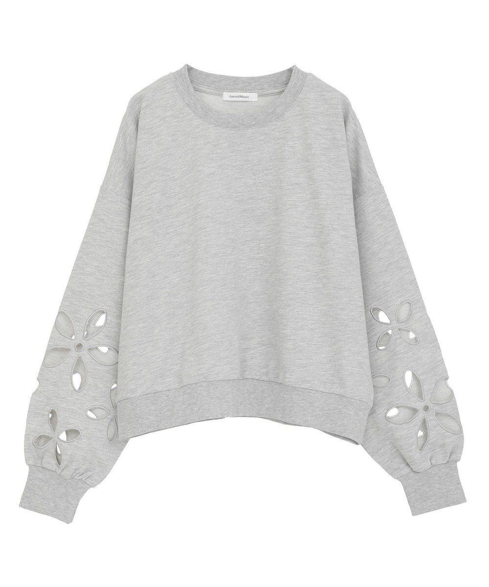 Green Parks フラワーくり抜き刺繍スウェットプルオーバー 