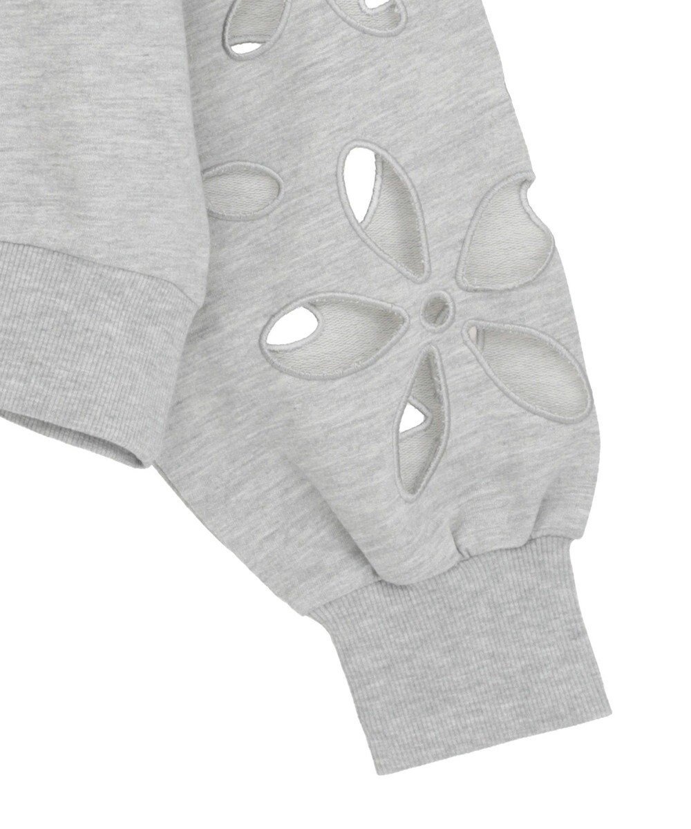 Green Parks フラワーくり抜き刺繍スウェットプルオーバー 