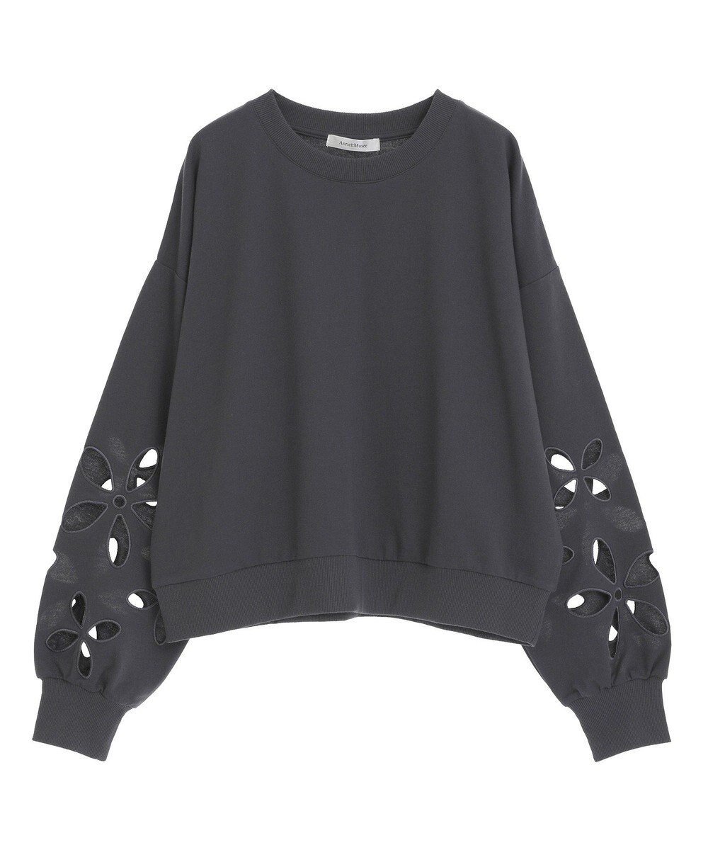 Green Parks フラワーくり抜き刺繍スウェットプルオーバー 