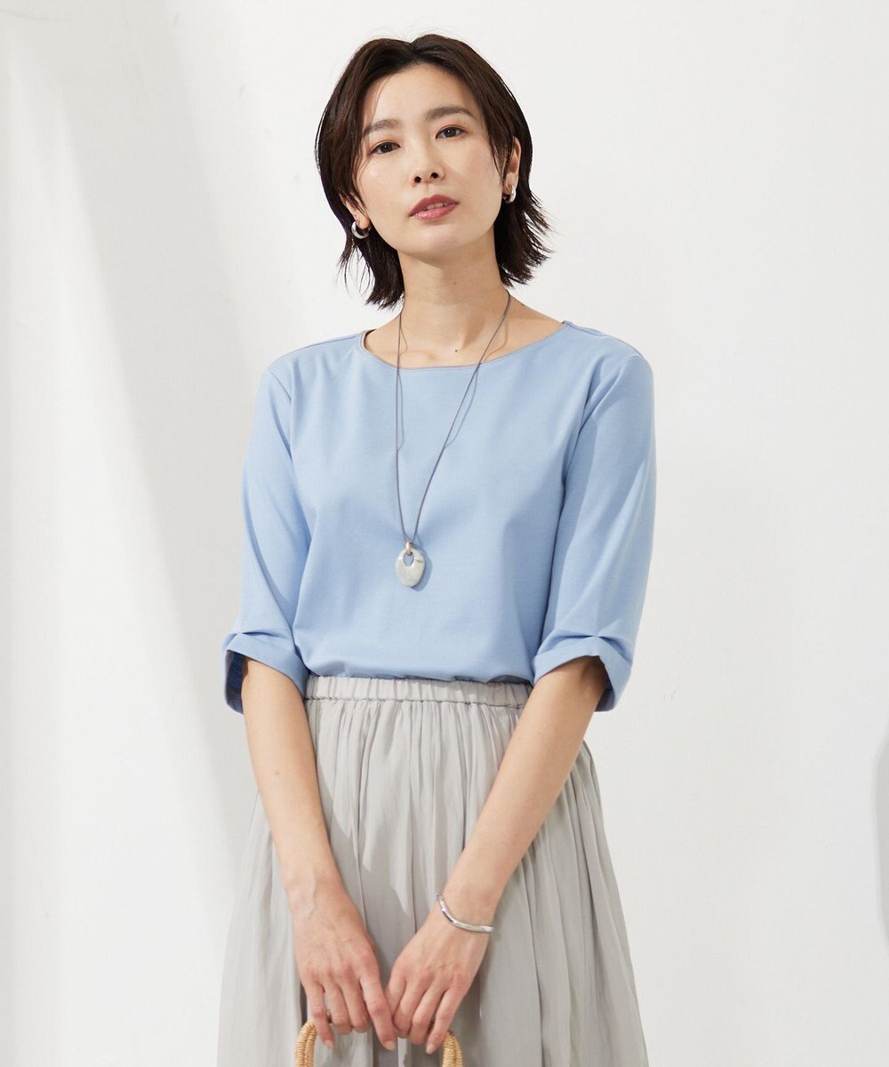 J.PRESS LADIES 【接触冷感・UVケア】スムースジャージー タックスリーブ カットソー 