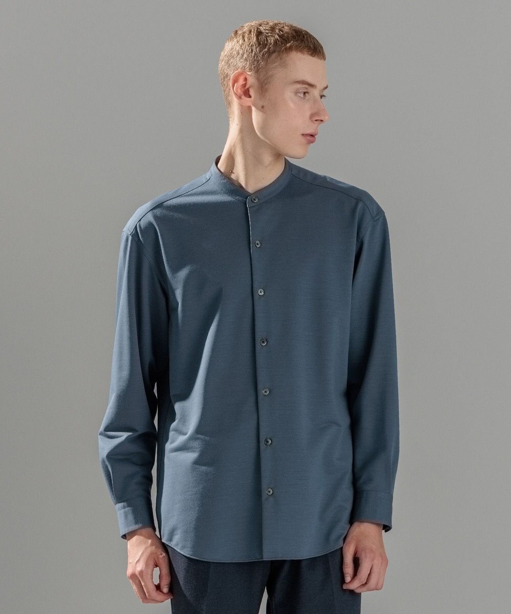 JOSEPH HOMME ウールツイストジャージー　バンドカラーシャツ 