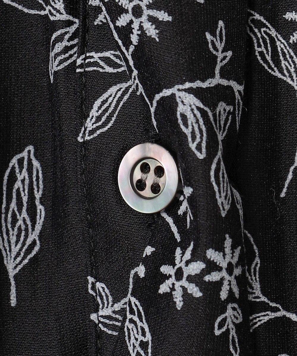 グレースコンチネンタル 花柄ジャガード 配色襟付きワンピース 黒白 38