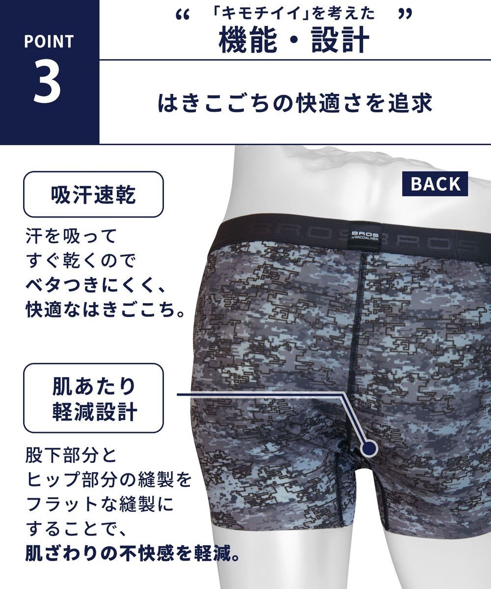 WACOAL MEN 【キモチイイパンツ】 ボクサーパンツ 動きにフィット フロント快適グラマラス 吸汗速乾 上質なフィット感 肌あたり軽減設計 前閉じ 下着 メンズ GT3371 /ブロス バイ ワコールメン 