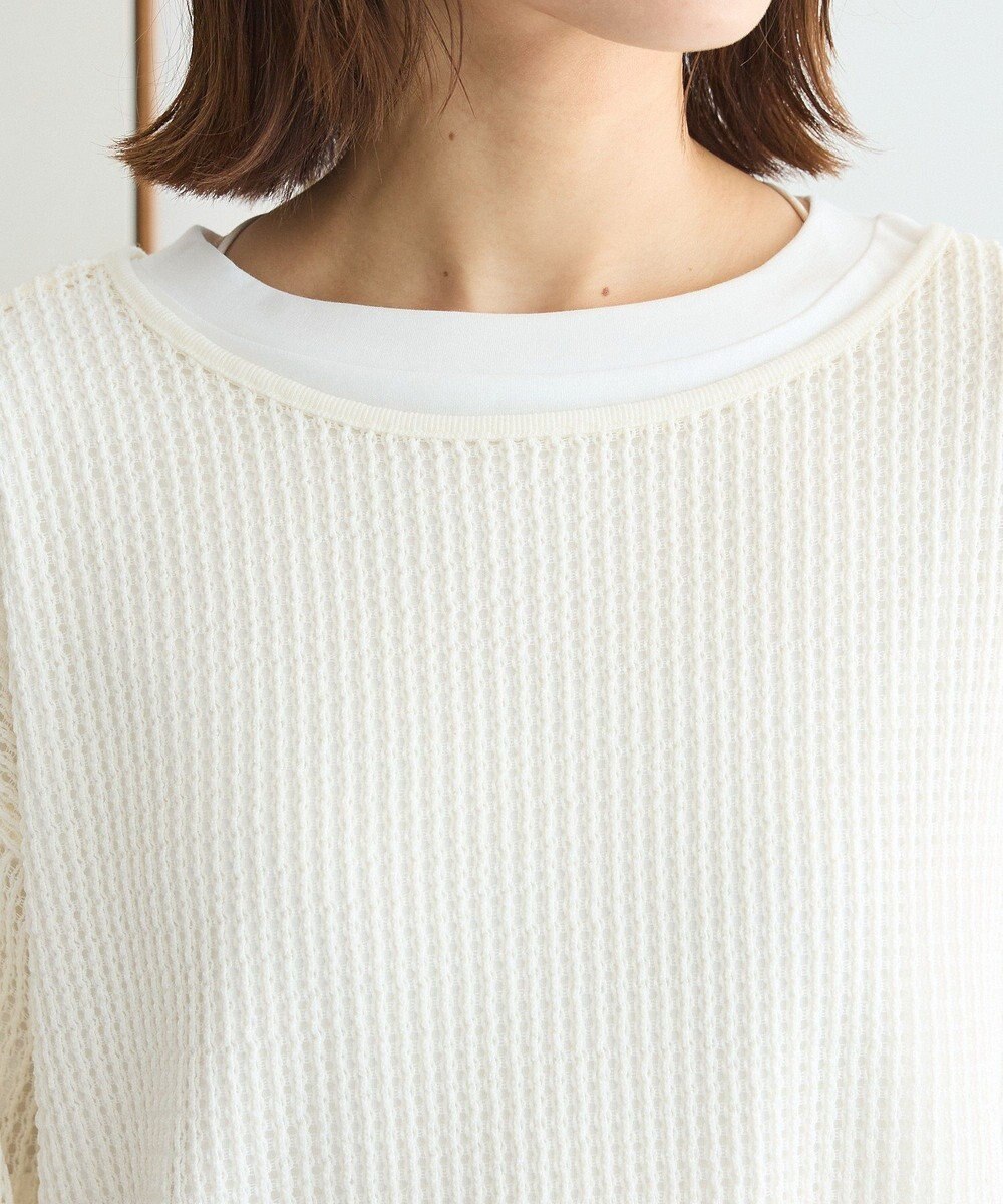 Green Parks メッシュ長袖ゆるカットプルオーバー 