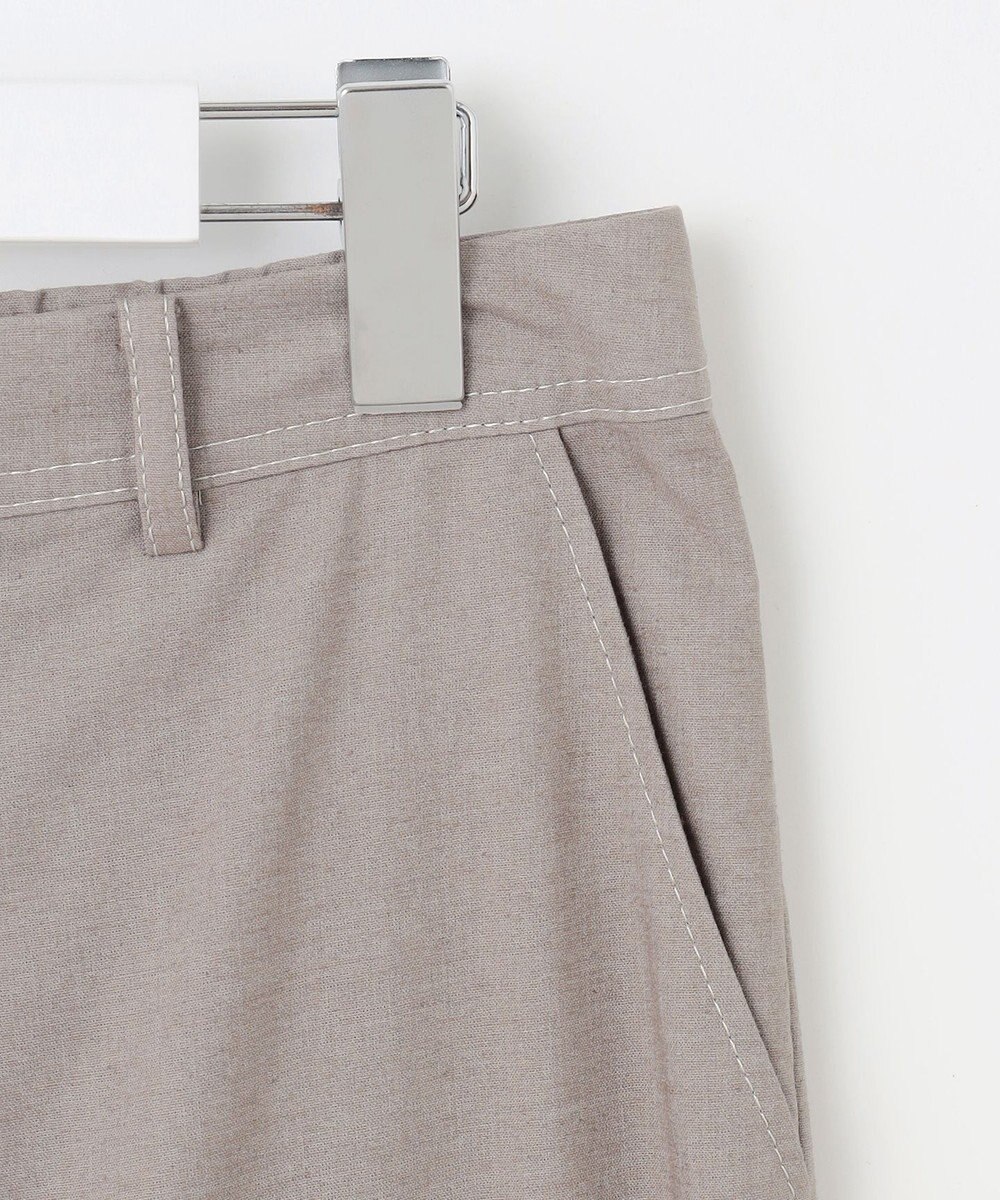 J.PRESS LADIES L 【洗える】麻ポリエステルストレッチ ワイド パンツ 