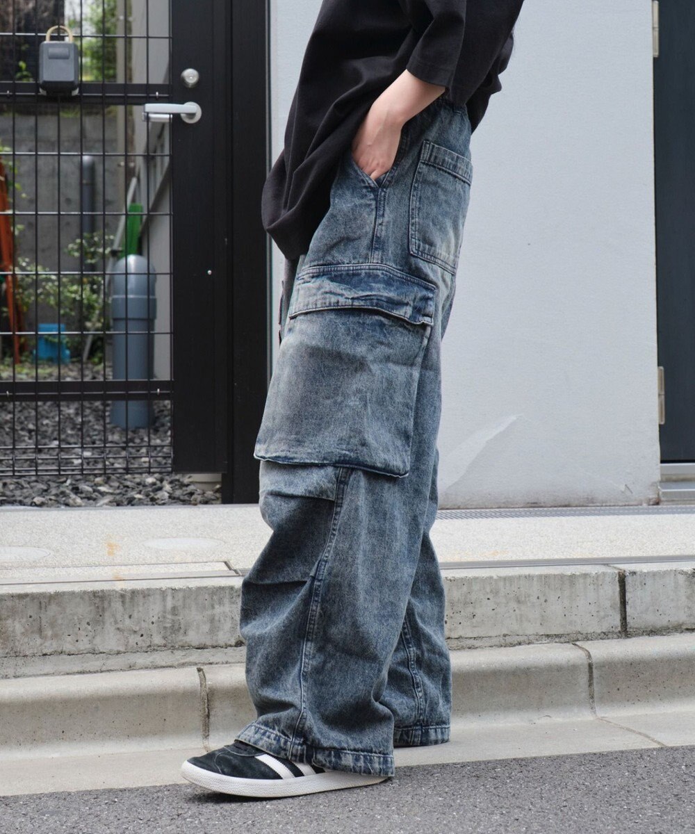 WEGO 【ユニセックス着用ITEM】デニムイージーカーゴパンツ 