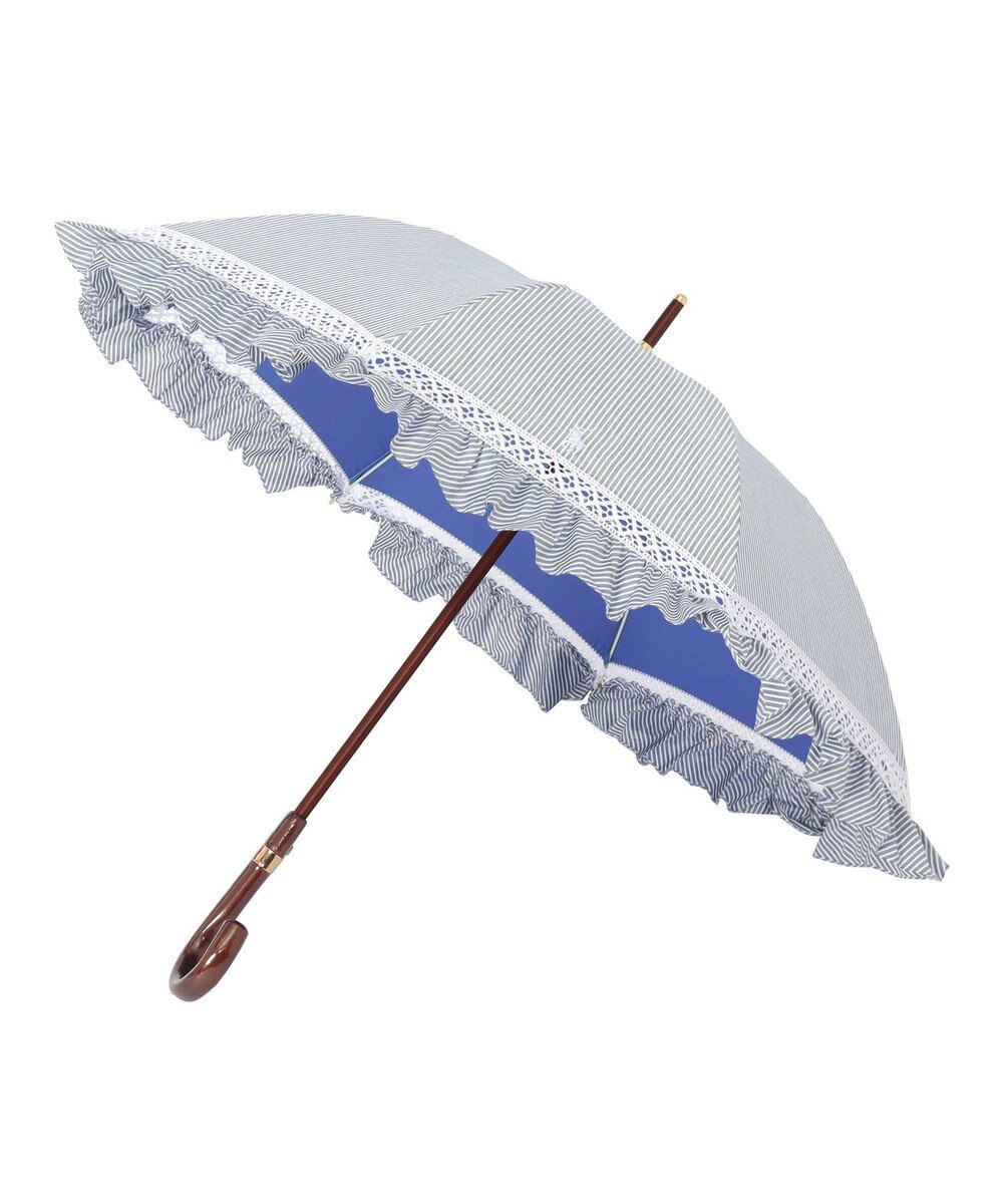 POLO RALPH LAUREN 晴雨兼用日傘 長傘 ストライプフリル／遮光 遮熱 UV 