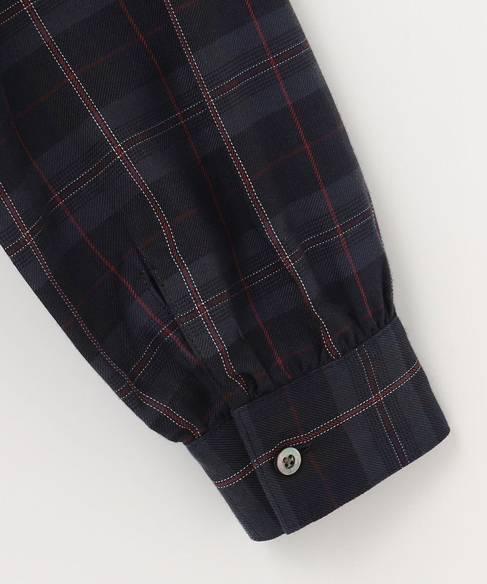 J.PRESS LADIES S 【洗える】クリアチェック バンドカラー ブラウス 