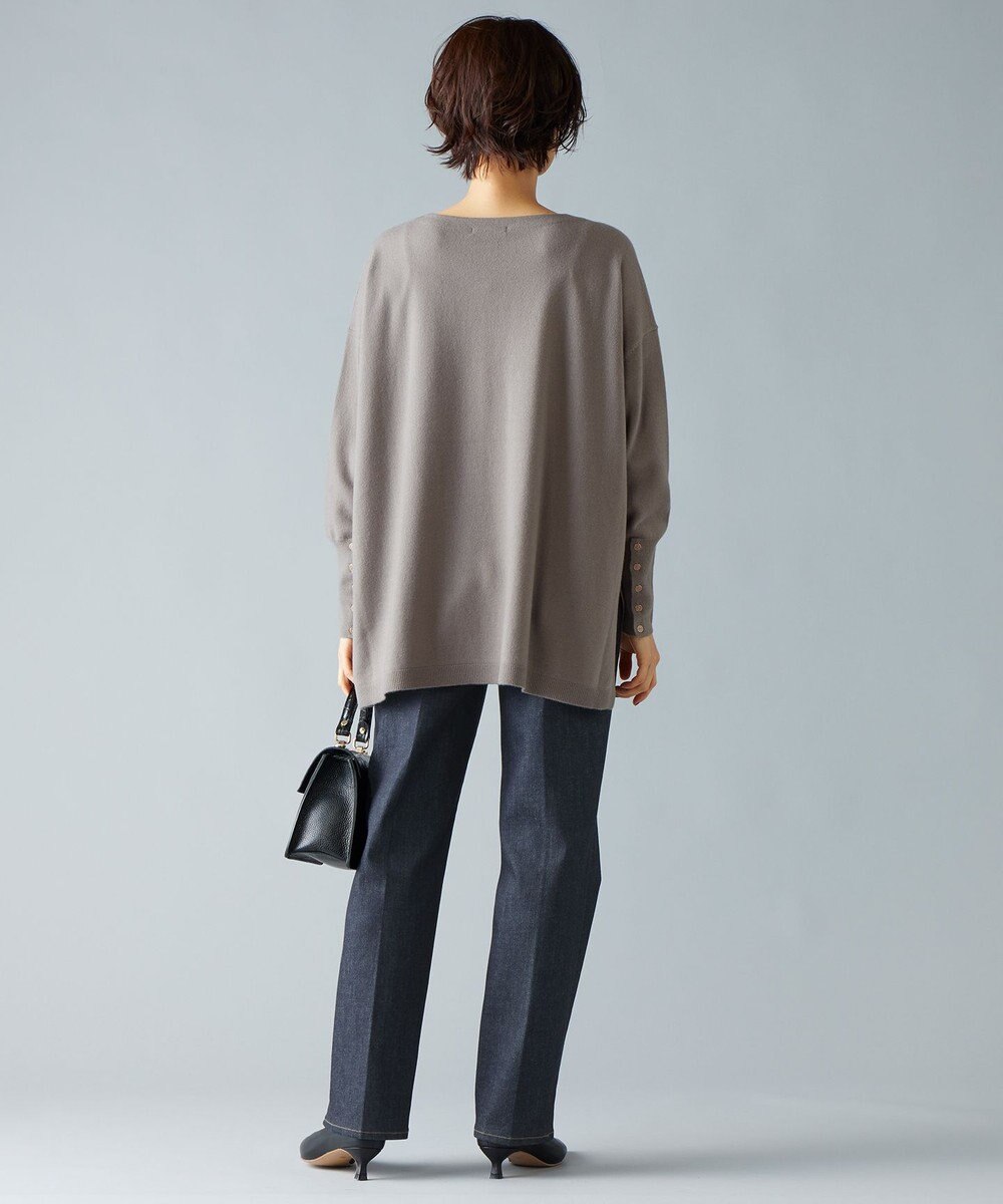 自由区 【洗える】ソフトウールハイゲージポンチョ風 ニット 