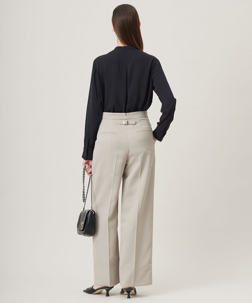 ICB L 【CLASSY.1月号掲載・2WAY・洗える】 クリアサテン ワイドストレートパンツ 