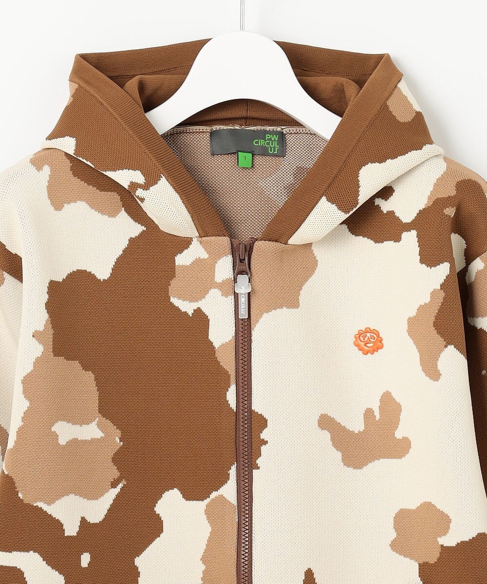 PW CIRCULUS 【WOMEN】ピント柄 ジップアップニットフーディ 