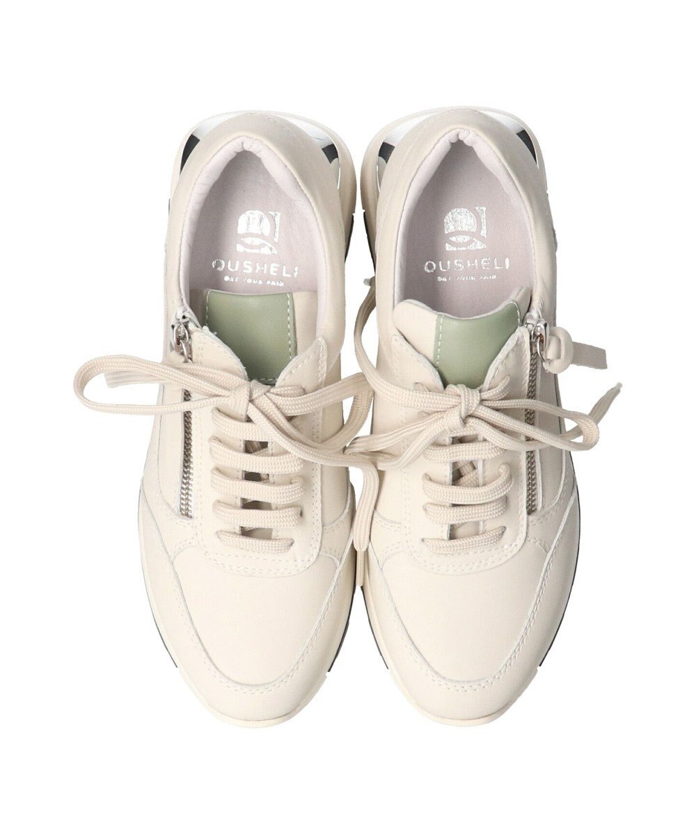 INTER-CHAUSSURES 【QUSHELI】アウトサイドジップレザースニーカー 