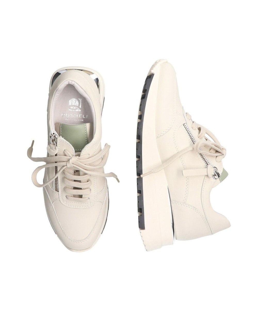 INTER-CHAUSSURES 【QUSHELI】アウトサイドジップレザースニーカー 