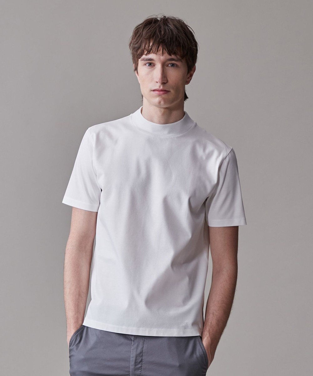 J.PRESS MEN シルクのような光沢感の上品Tシャツ【UVカット / 接触冷感 / 吸水速乾】【J.PRESS PREMIUM JERSEY】ポンチモックネック Tシャツ 