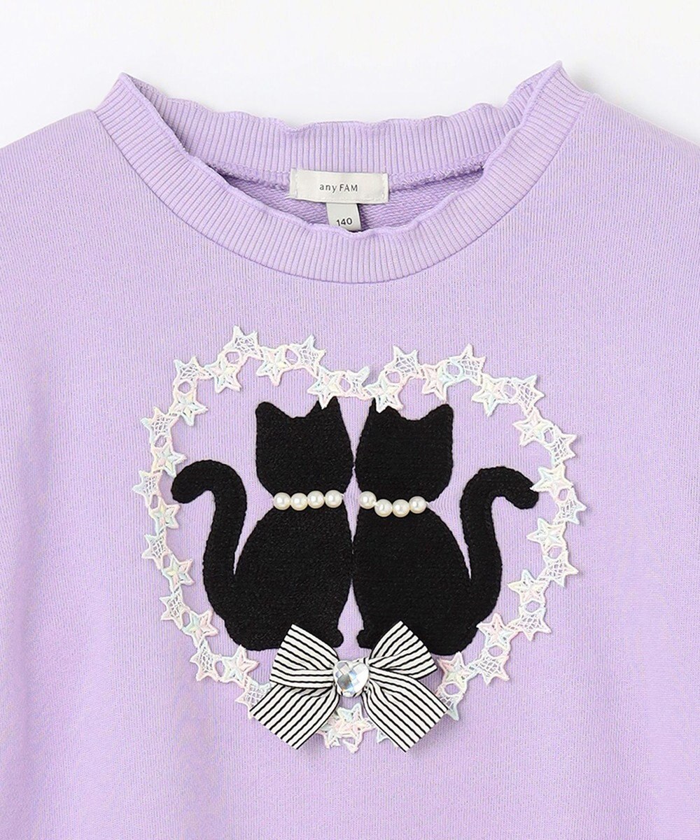 ANY KIDS ネコシルエット裏毛トレーナー 