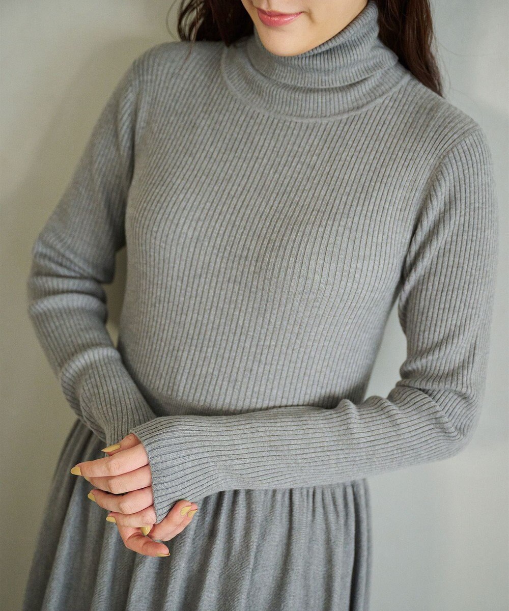 #Newans 【カシミヤ混】フィット＆フレアニットワンピース 