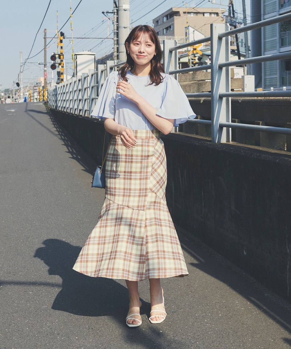 Feroux 【UVケア】ジョーゼットフレアスリーブ Tシャツ 