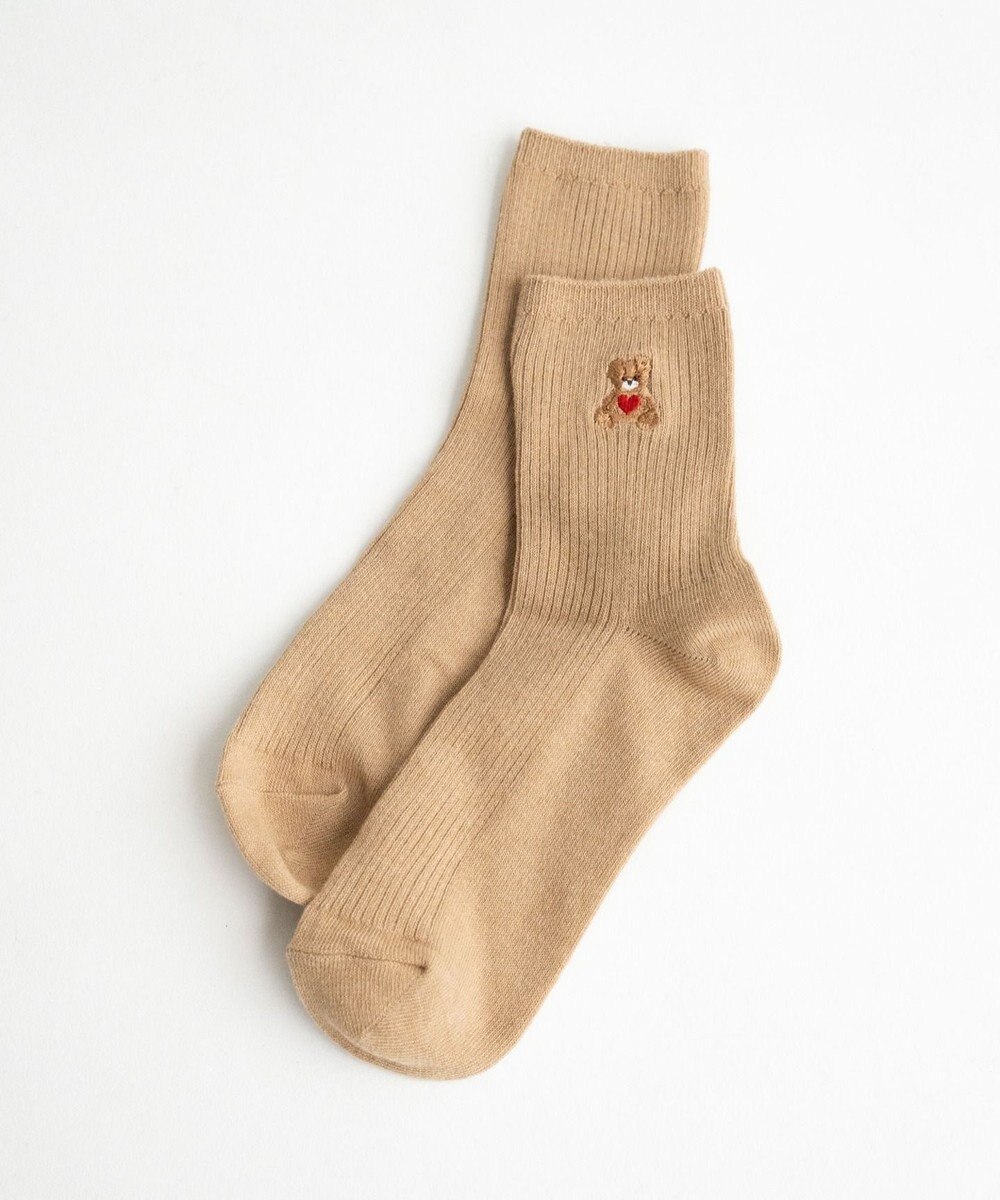 WEGO ハートクマ刺繍ソックス 