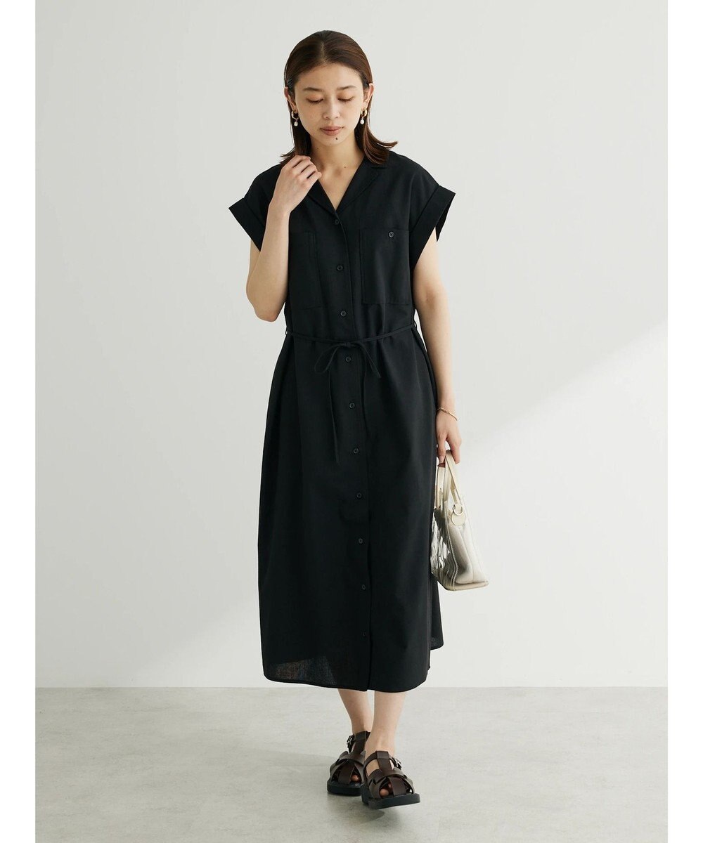 Green Parks 綿麻混開襟ワンピース 