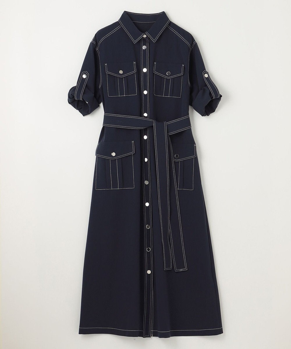 GRACE CONTINENTAL 配色ステッチワークシャツワンピース 