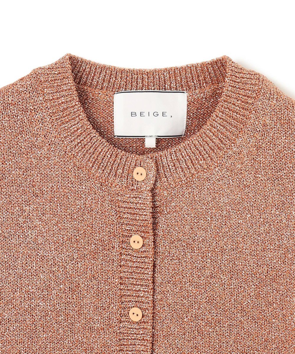 BEIGE， 【洗える】VANDA / ラメ入りクルーネック半袖カーディガン 