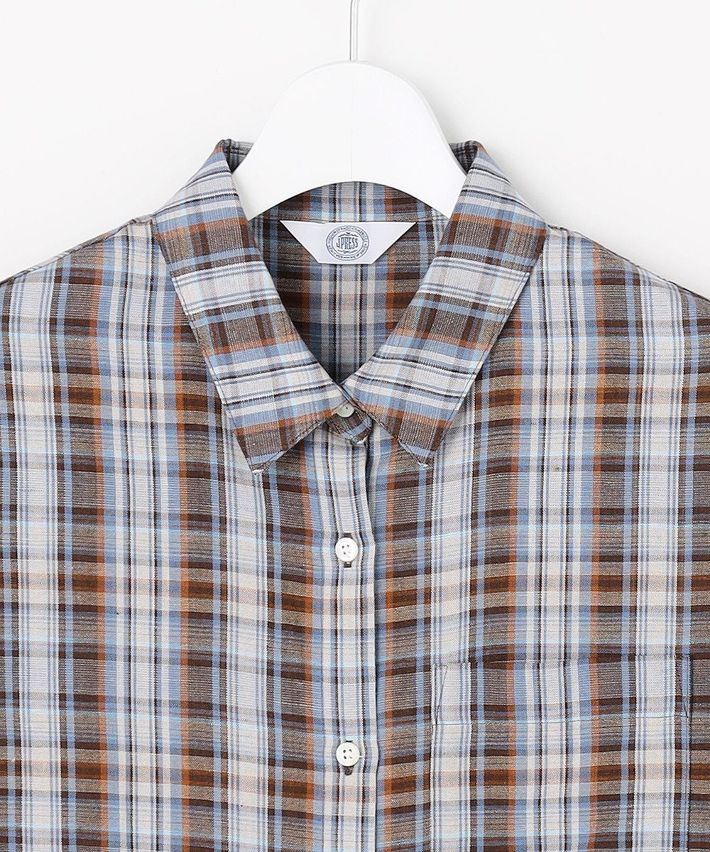 J.PRESS LADIES S 【一枚で着映え】リネンVisマドラス チェック シャツ ブラウス 