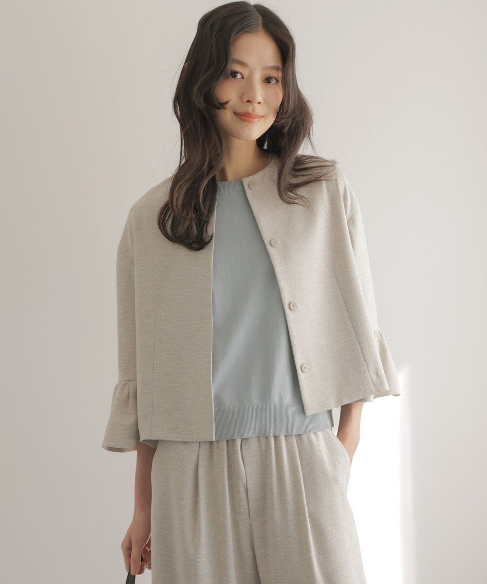組曲 S 【先行予約・WEB限定】ライトリネンライクノーカラー ジャケット 