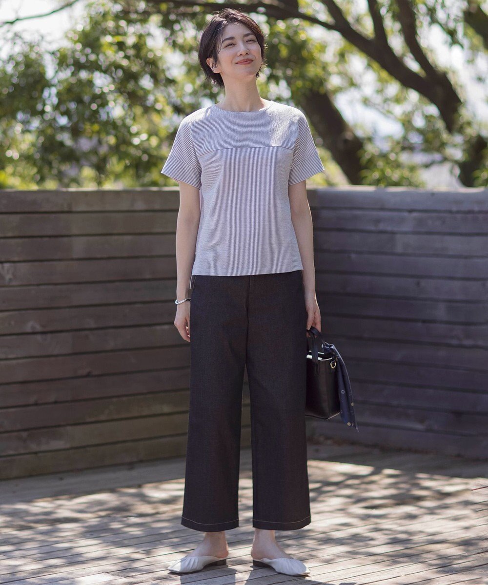 J.PRESS LADIES L 【WEB限定カラーあり・抗菌消臭・吸水速乾】サッカージャージー フレンチスリーブ カットソー 