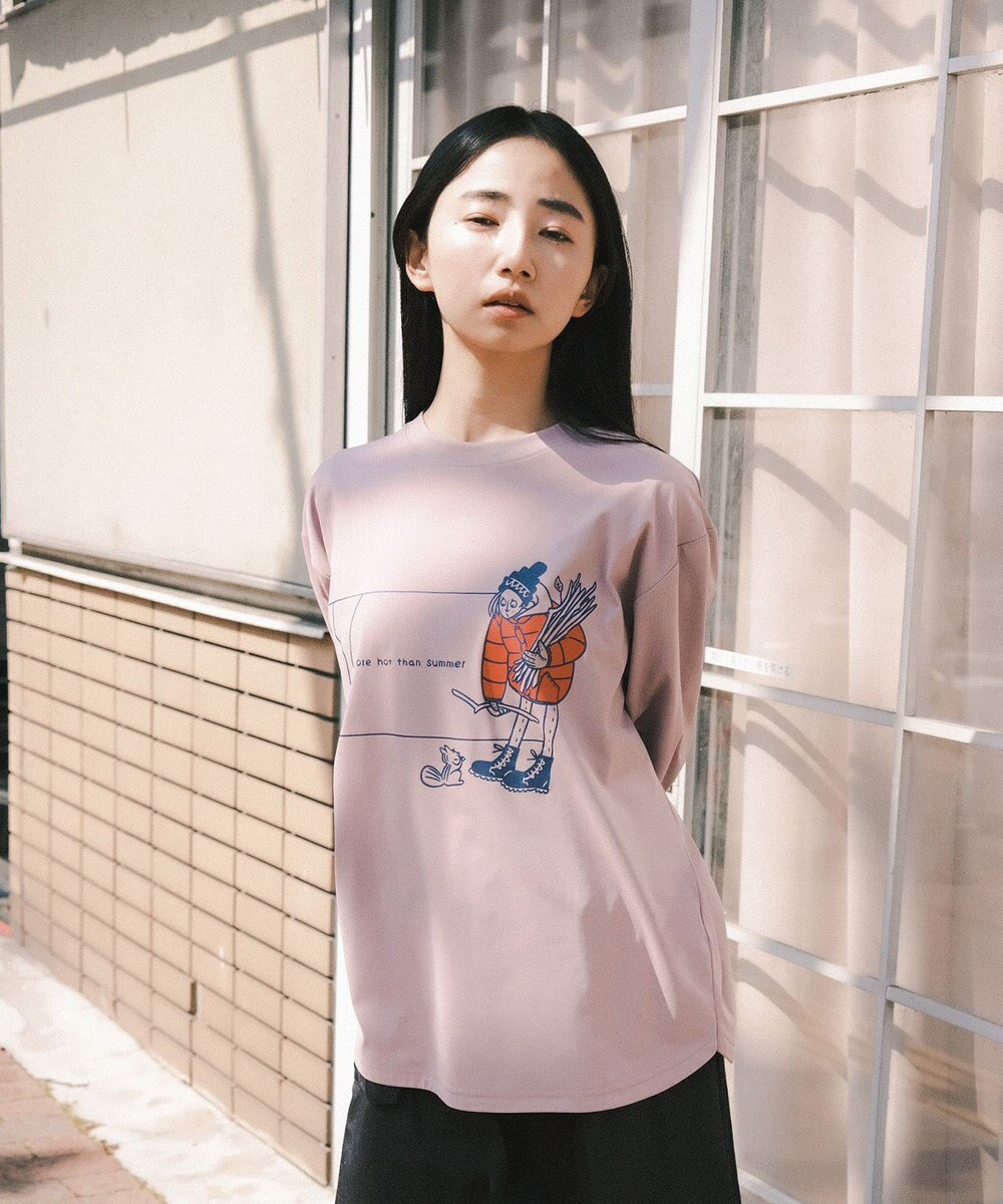 SHARE PARK LADIES 【LADIES】吸水速乾 フロントプリントTシャツ 