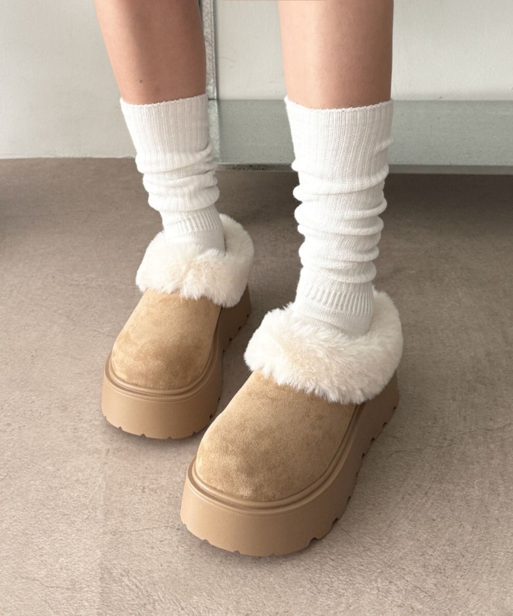 WEGO 【SMLサイズ展開】厚底ムートンタッチシューズ 