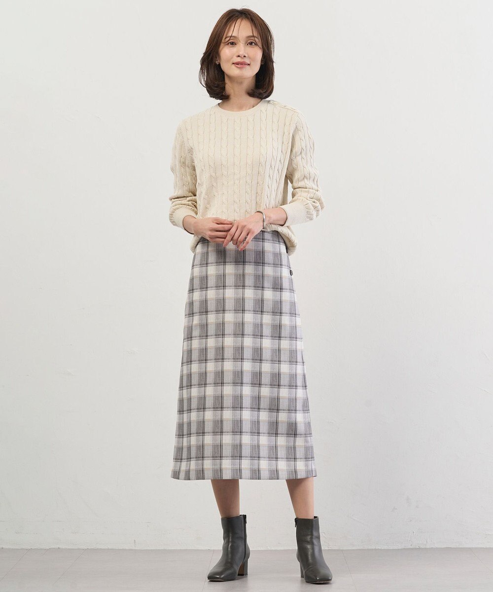 J.PRESS LADIES L スラブ調チェック プリント スカート 