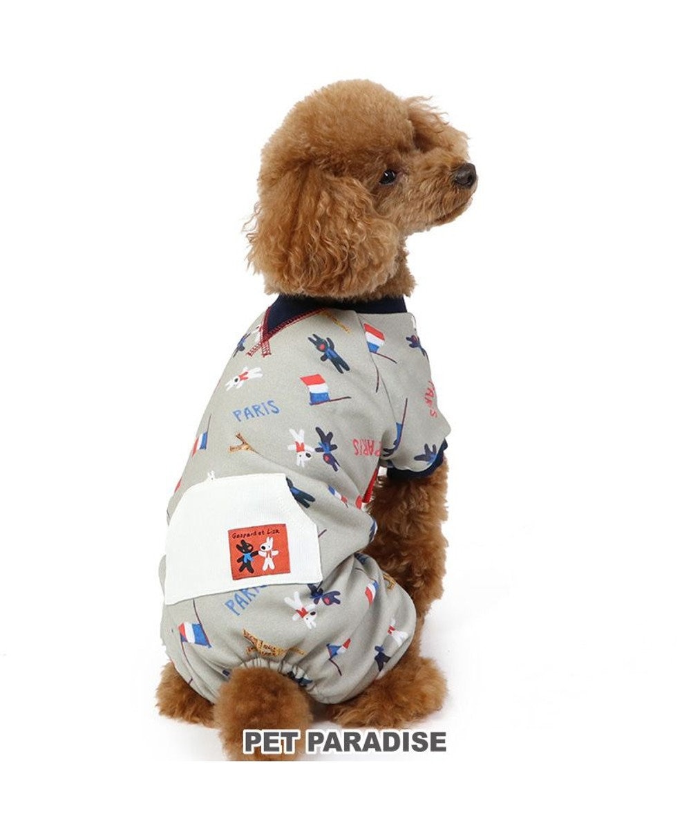 PET PARADISE リサとガスパール ロンパース 《パリ柄》 小型犬 グレー
