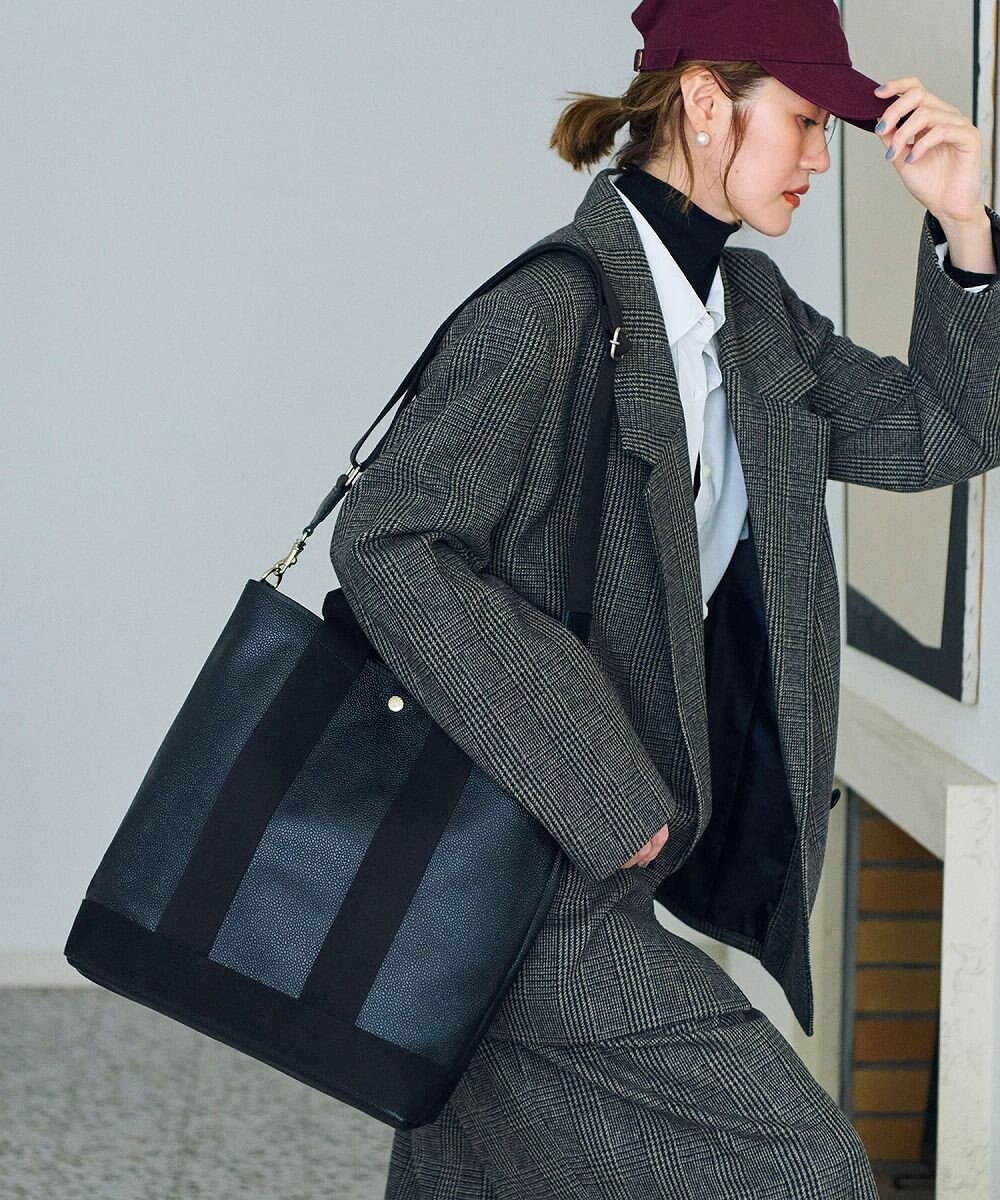 TOPKAPI 【Breath TOPKAPI】スコッチグレイン ネオレザー 縦型 A4 トート バッグ ショルダー付き L 