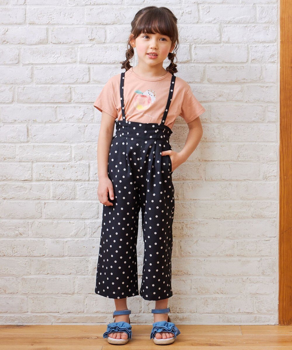 ANY KIDS 麻ライク ドット柄 ガウチョ 