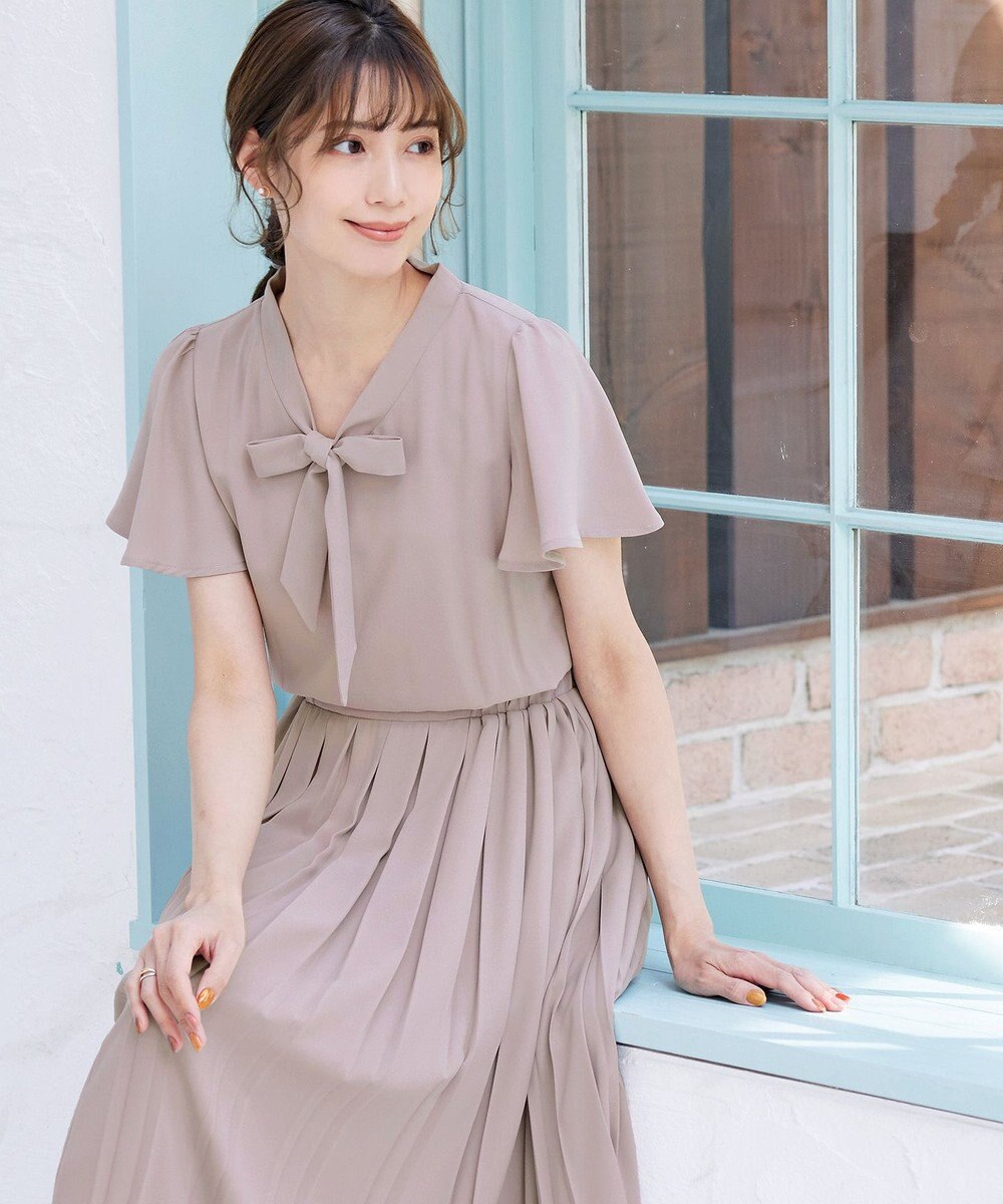 Tiaclasse 【洗える】リボンタイプリーツワンピース 