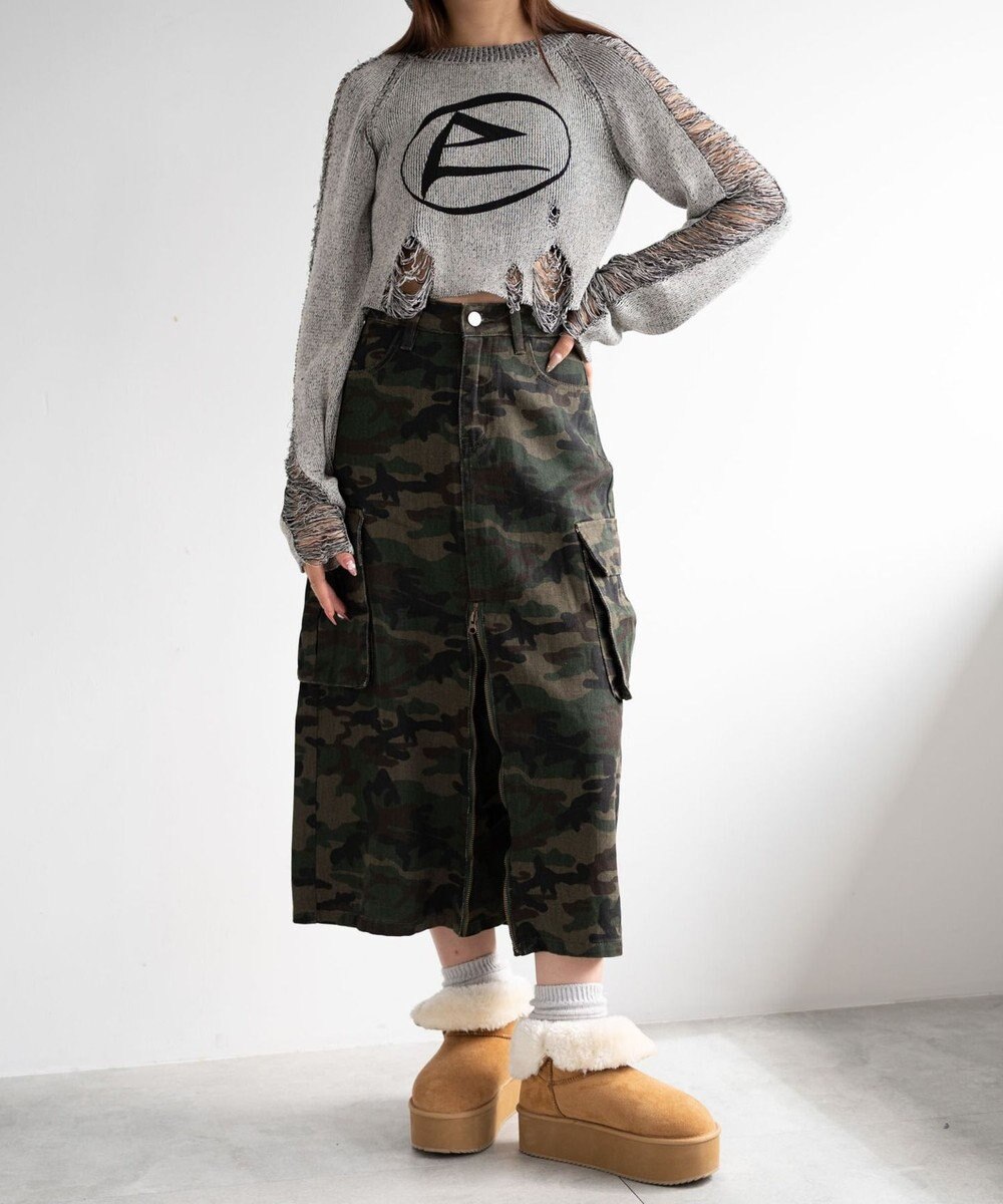 WEGO カモフラジップカーゴスカート 