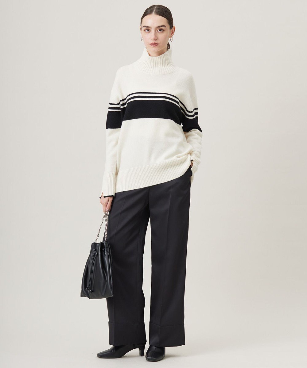 ICB 【CLASSY.1月号掲載・洗える】ソフトカシミヤミックス 配色ボーダーハイネックニット 