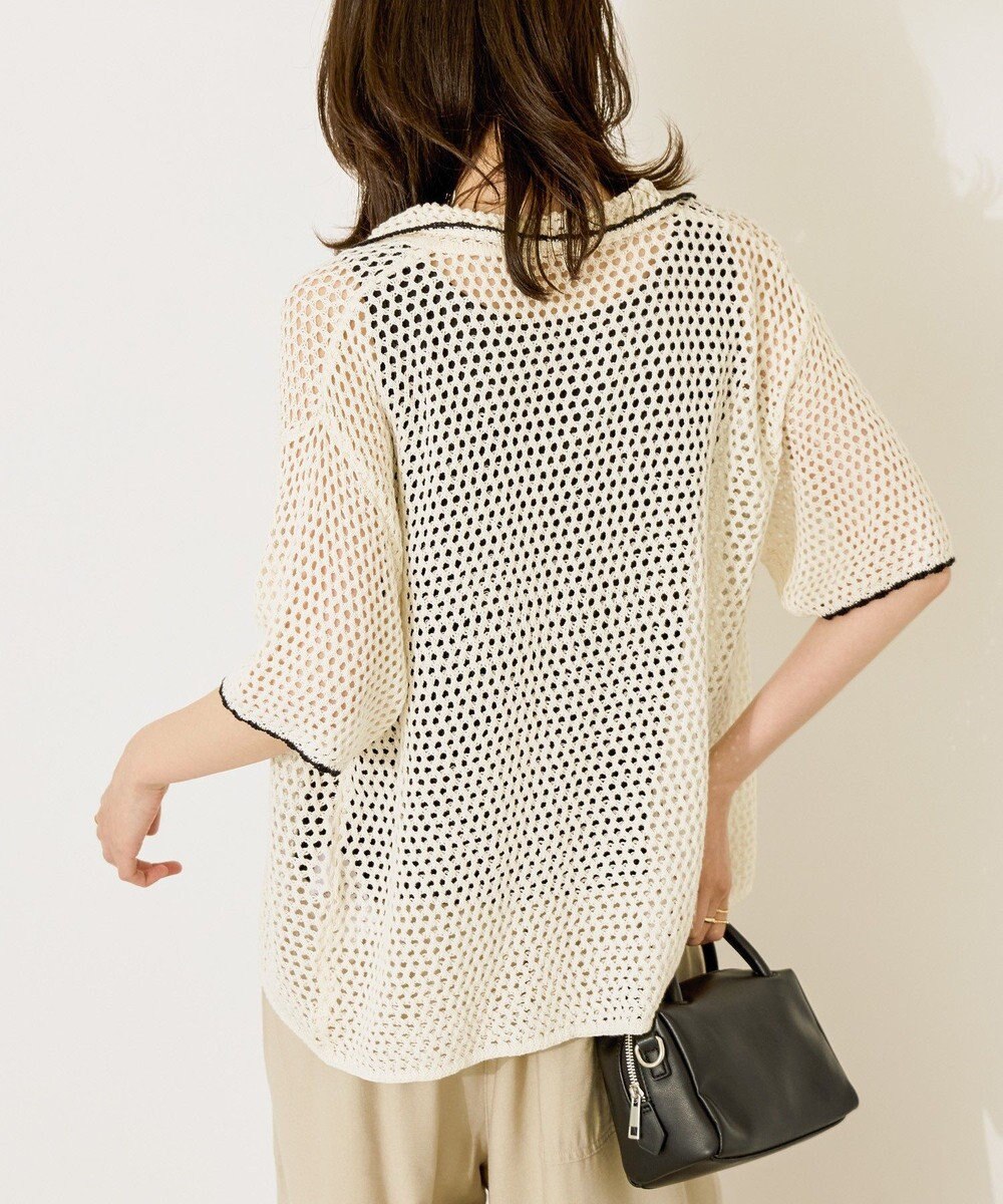 AMERICAN HOLIC 透かし編み襟付きニットカーディガン 