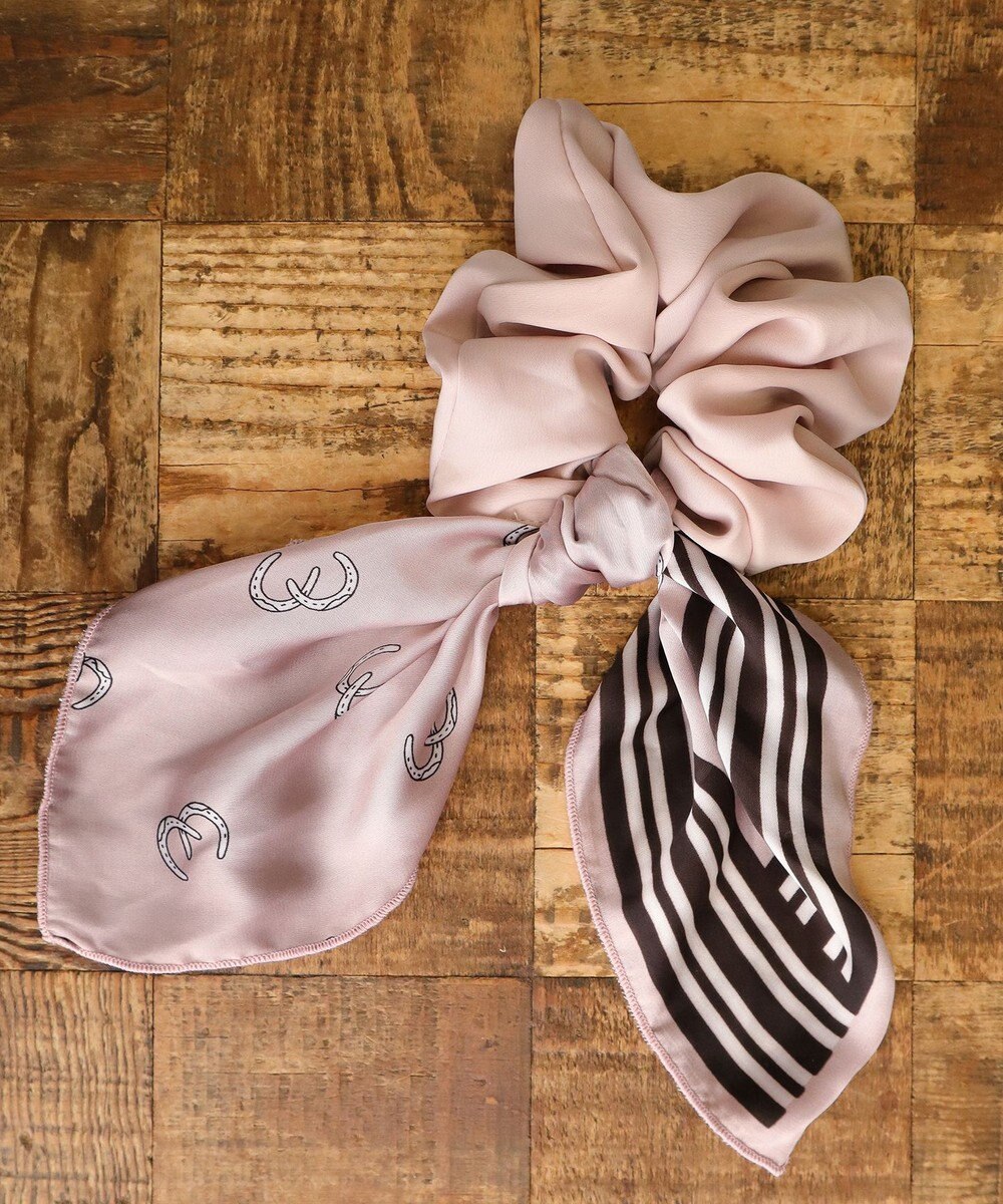 Tiaclasse 【2type】スカーフ柄シュシュ A：ピンク(スカーフ）
