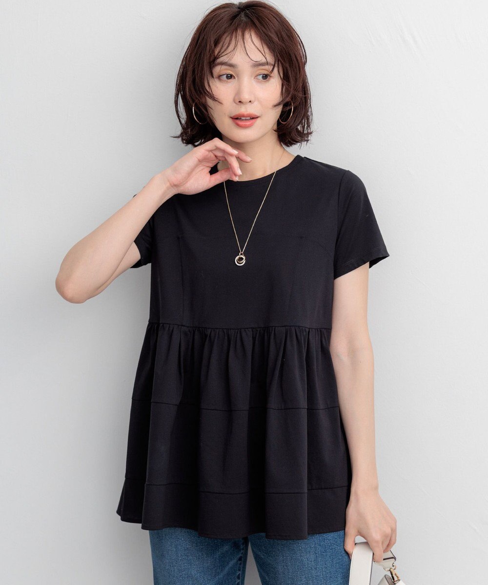 組曲 【WEB限定】プレーティング天竺ビスチェ風ティアード Tシャツ 