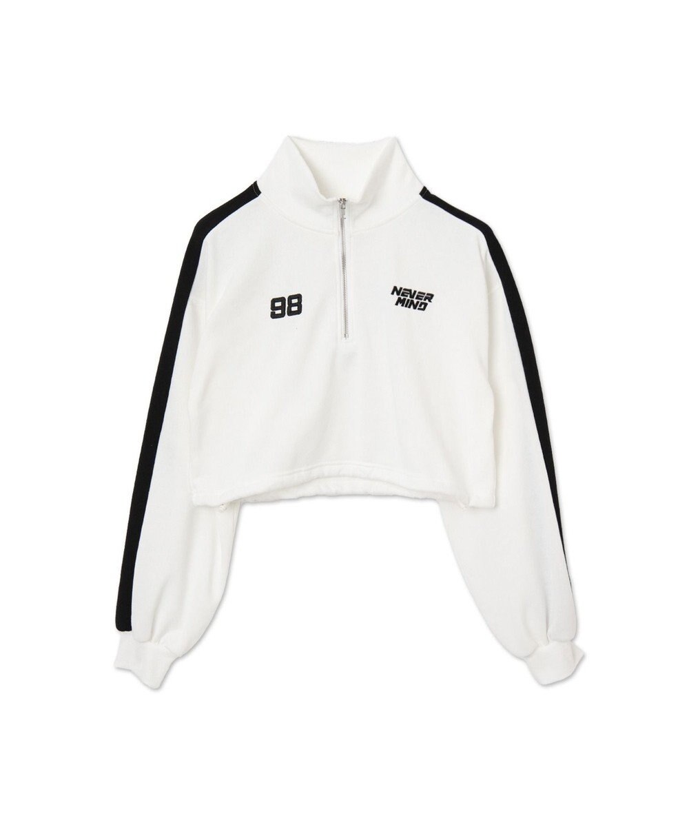 WEGO 刺繍ハーフジップショートスウェット 