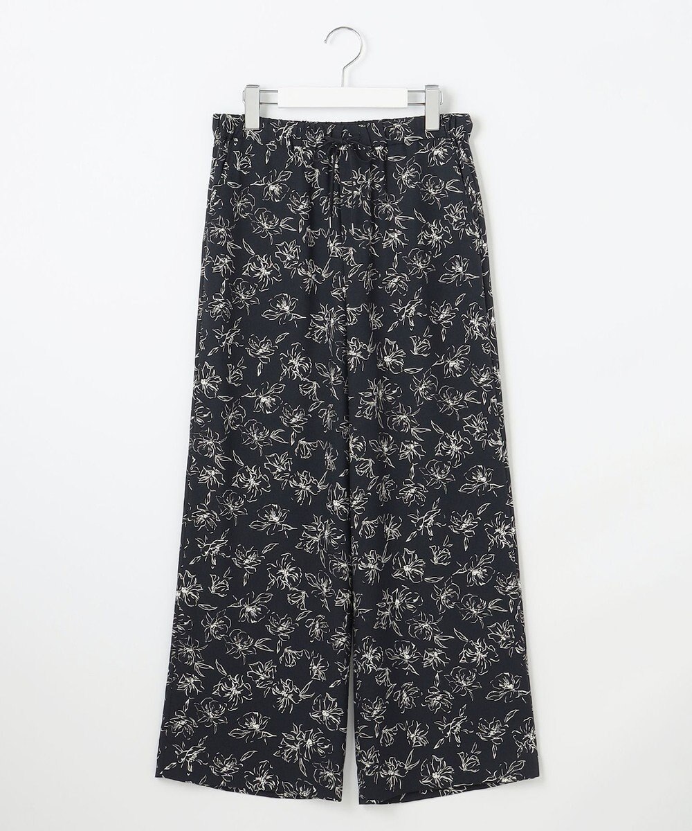 J.PRESS LADIES L 【洗える】ラインフラワープリント ワイドパンツ 