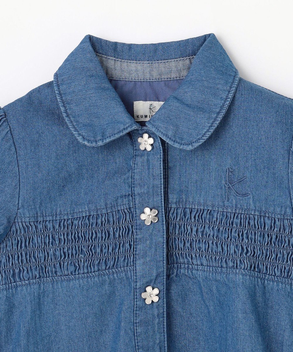 組曲 KIDS 【110-140㎝】 フラワーボタンデニムワンピース 